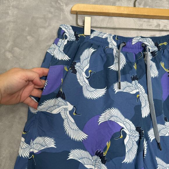 Saxx Cannonball 2N1 Swim Trunks Mens Large Blue Crane Bird Bathing Suit Beach - Picture 3 of 10
